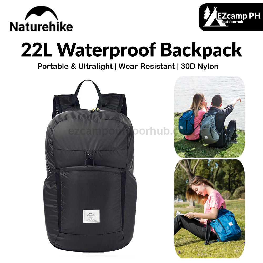 Naturehike 22L Waterproof Backpack Portable Ultralight Foldable Unisex Backpack Large Capacity Bag Soft And Breathable Wear Resistant Outdoor Camping Travel Hiking Bag 30D Nylon