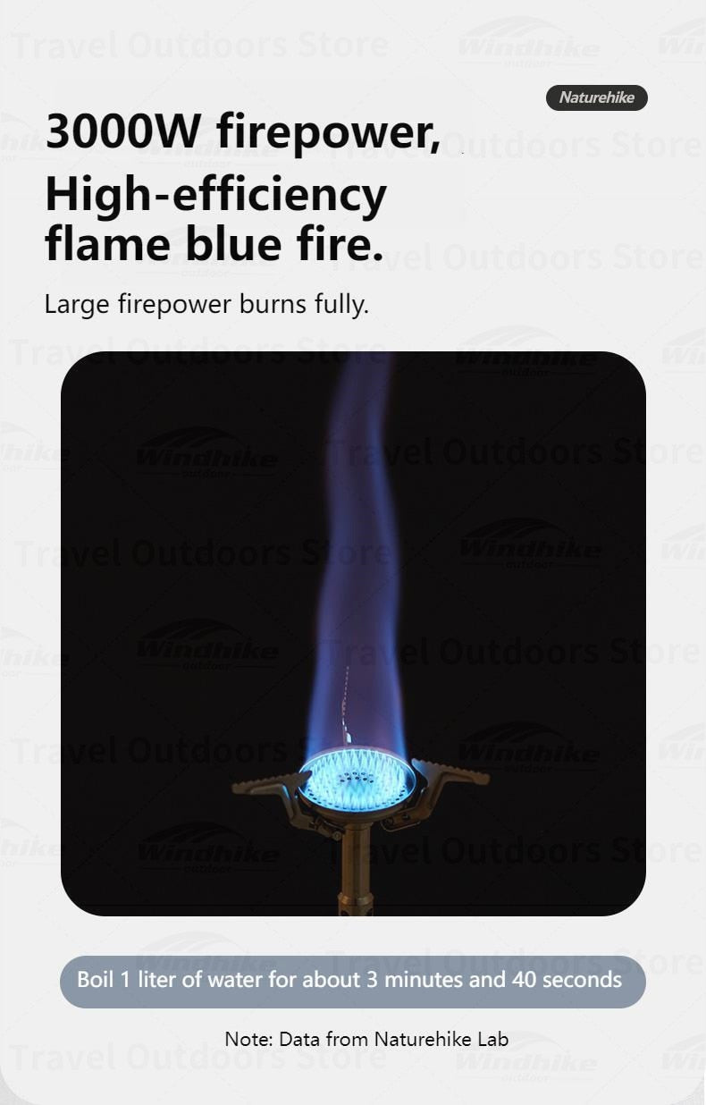 Naturehike Ultralight 85g Camping Gas Burner High Fire Power 3000W Travel Hiking Backpacking Butane Stove Foldable Outdoor Mini Portable Folding Head