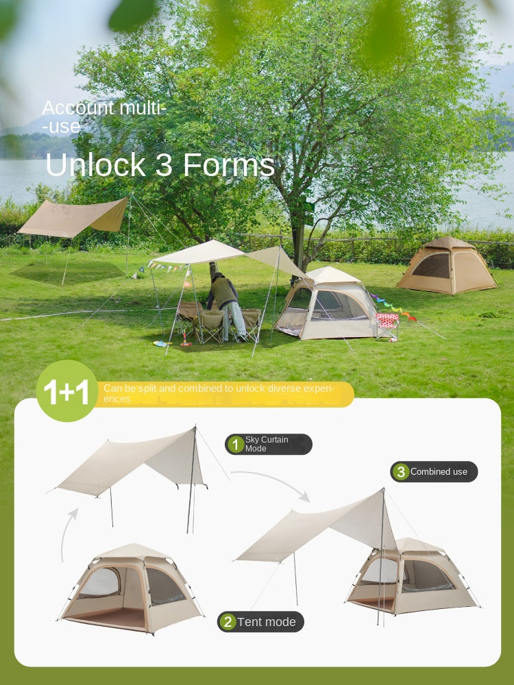 Vidalido COOCKOO Dome Automatic Tent Multi-Setup 2-in-1 Quick Fast Build Park Tent 2-3 Persons Silver Coated Sunscreen Waterproof Extended Canopy Outdoor