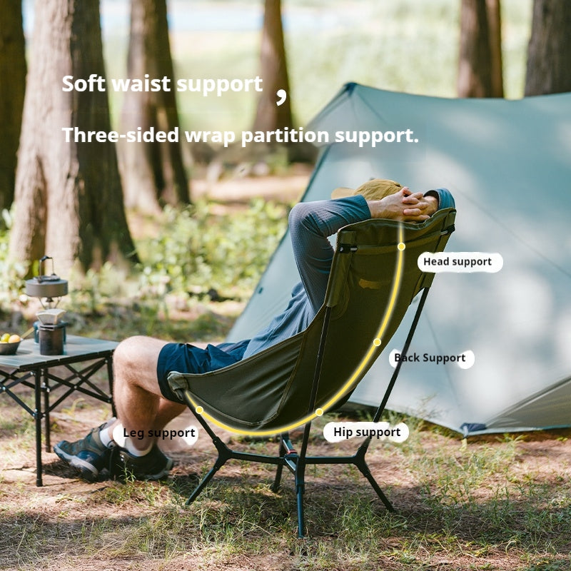 Naturehike YL01 Lightweight Chair Portable Camping Moon Chair Quick Open Wide Seats Load Bearing 150kg X-Type Mechanical Structure Folding Outdoor Fishing Beach Chair Aluminum Alloy