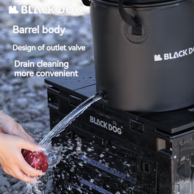 BLACKDOG Folding Round Water Bucket With Lid Outlet Valve Design 20L Portable Ultralight Water Bag Box Sink Bag Storage Camping Outdoor Hiking Beach Fishing Travel Picnic Original Black Dog