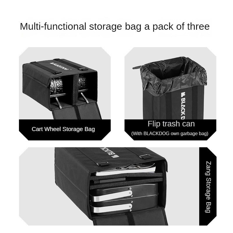 BLACKDOG Trolley Wheels Storage Bag Outdoor Cart Side Hanging Bag Wheel Storage Multi-function Storage Box Large Capacity Wear-resistant And Durable Camping Hiking Travel Heavy Duty Original Black Dog