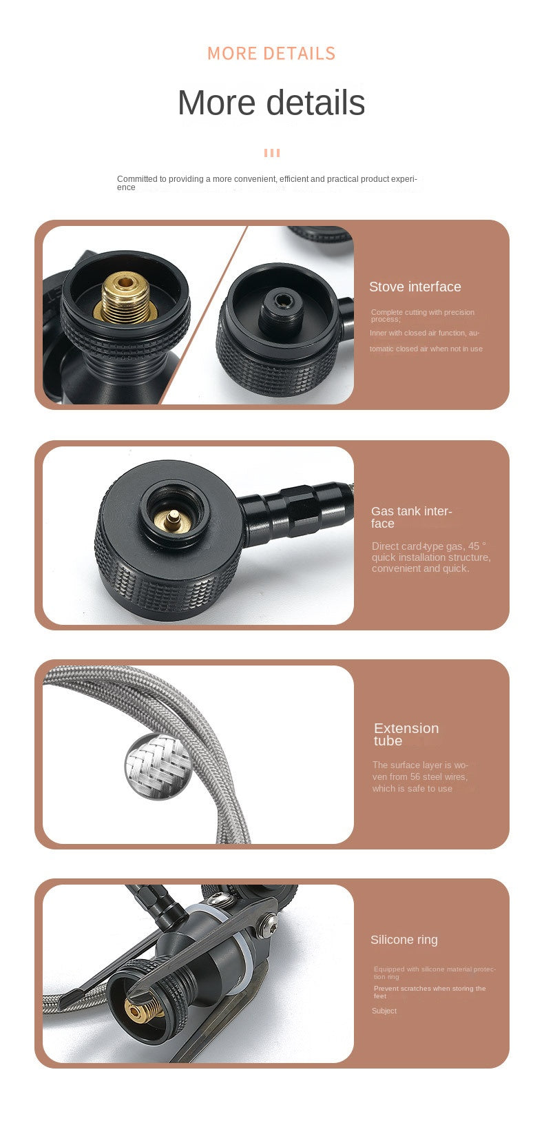 Campingmoon BKZ23-OD Rocket Furnace Bracket Foldable Stove Lamp Tripod Bracket Extension Tube Hose Alpine Butane Screw Threaded Type Flat Gas Tank Adapter