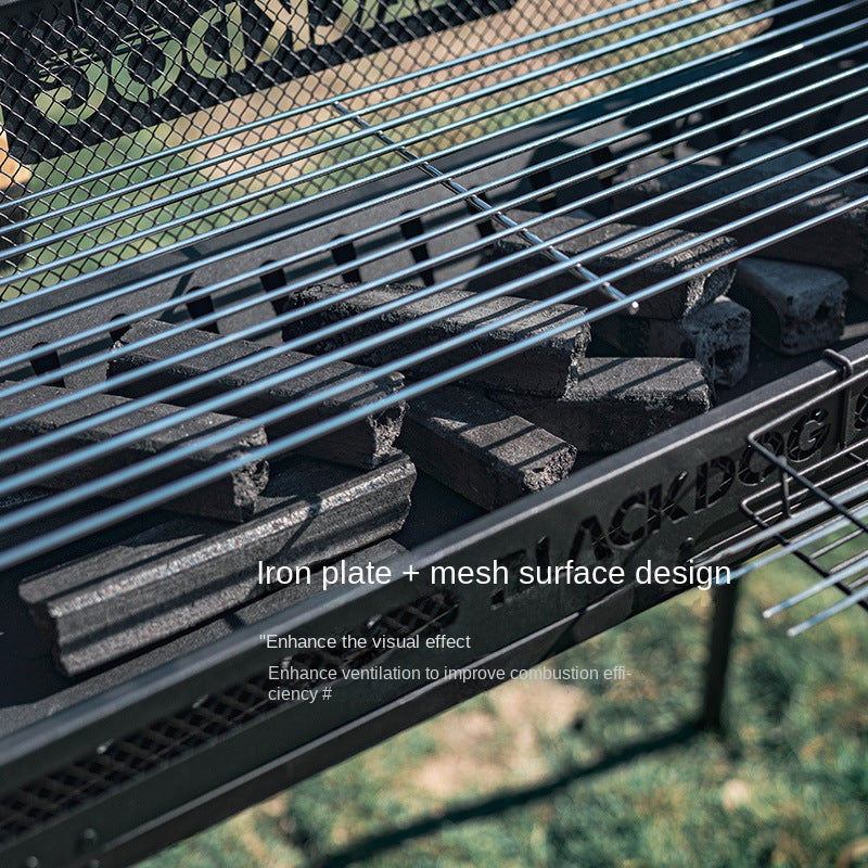 BLACKDOG Portable Standing Black Camping Charcoal BBQ Grill Stove with Storage Bag Outdoor Camping Folding Foldable 3 Level Adjustment Easy to Clean