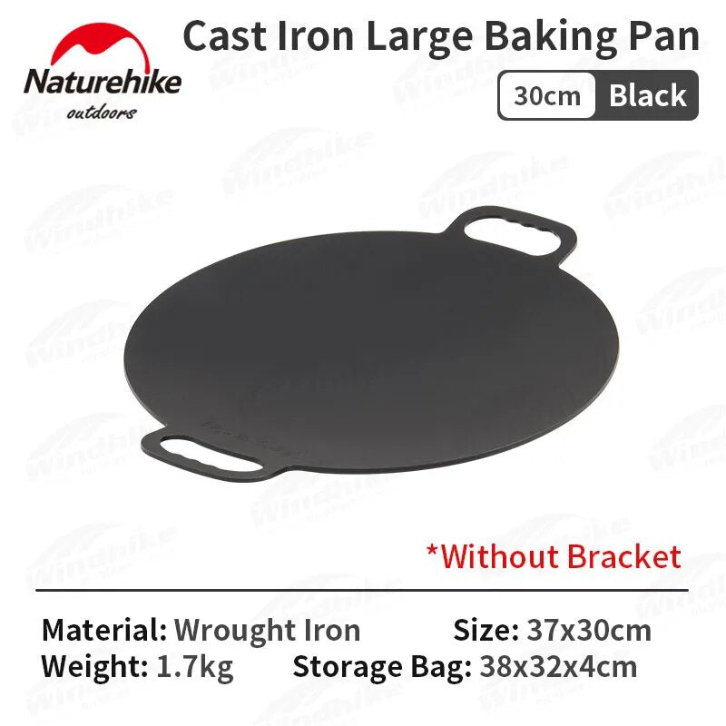 Naturehike Large Baking Cooking Pan Non-Stick High Round Square Tripod Stand Stove Grill Top Frying Pan Korean BBQ Grilling Cast Iron with Storage Bag