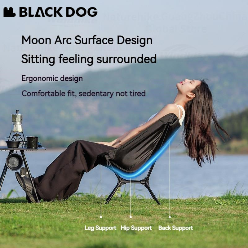 BLACKDOG Light Feather Moon Chair Portable Folding Chair Bearing 130kg Aluminum Alloy Camping Hiking Outdoor Director Ultra Light Chair with Foot Cover