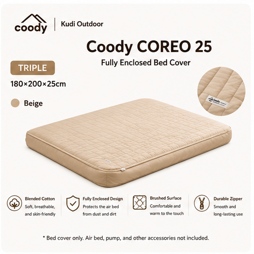 Coody AIR BLOCK COREO 25 35 Fitted Sheet Bed Cover Portable All Around Six Sided Bed Mattress Cover Bedsheet Quilted Cotton Machine Washable
