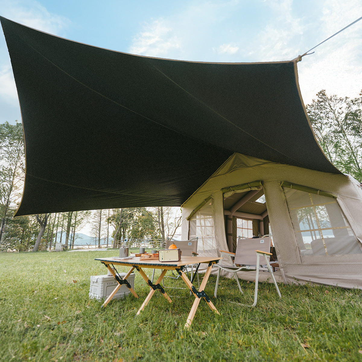 Naturehike AIR 13.2 Gen 2 Inflatable Tent Premium Large up to 26m² Use Space Camping 6-8 Persons Waterproof Air PVC Poles Built-in Detachable Awning Canopy
