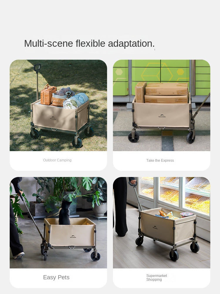Naturehike Mini Foldable Trolley Cart Multipurpose 50/70L Large Capacity Utility Wagon Carrier Push Cart Outdoor Folding Storage Camping Shopping
