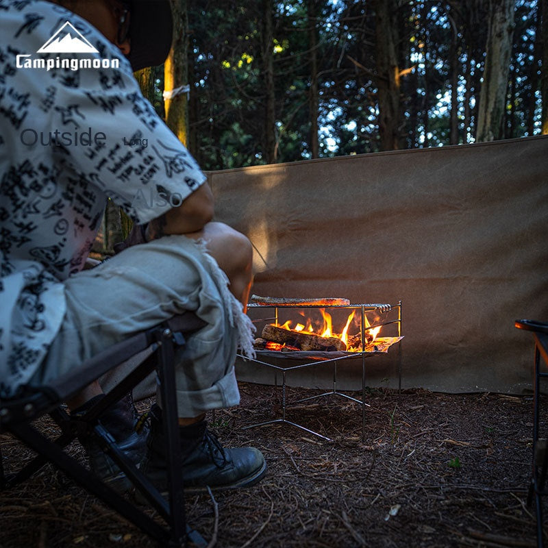 Campingmoon B-880 B-660 Canvas Fire Array Curtain Fireproof Windshield Cooking Grill Tarp BBQ Stove Windproof Cloth Wind Deflector Wind Resistance