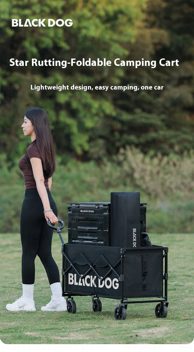Blackdog STAR TRAIL Camping Cart Portable Foldable Multipurpose Hand Pull Retractable Trolley Carbon Steel Frame Double Skeleton Stable Tear Resistant