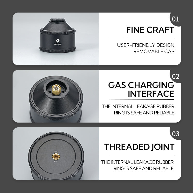 CAMPINGMOON BKTC-28 Refillable Butane Gas Tank Canister 35g Camping Screw Type Portable Stove Torch Lamp Threaded EN417 Lindal Valve Fuel Aluminum Alloy