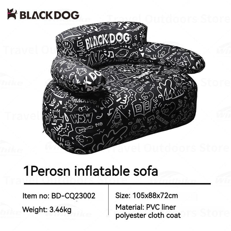 BLACKDOG Inflatable Lazy Sofa Outdoor 1-2 Persons Portable Leisure Graffiti Print Square Stool Folding Air Couch Sofa Folding Home Sofa Set