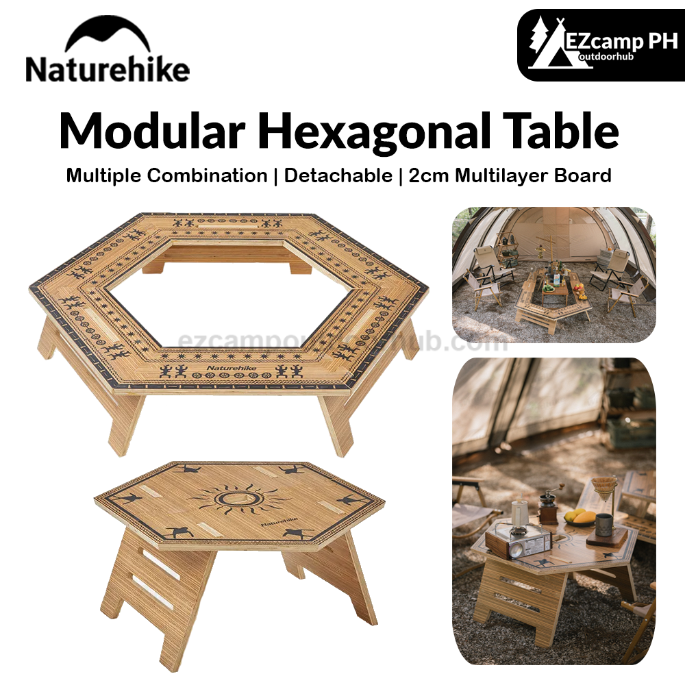 Naturehike Modular Hexagonal Table Portable Multipupose Splicing Table  DIY Multi-layer Board Double-Deck Extended Desk Camping BBQ Picnic Barbecue