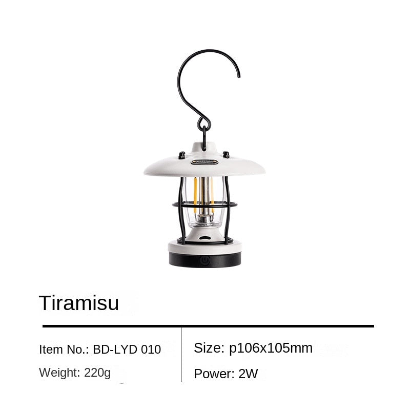 BLACKDOG Mini Retro Style LED Camping Lantern Lamp Light Black White Ambient Lighting up to 40h IPX4 Waterproof USB Type C Charging