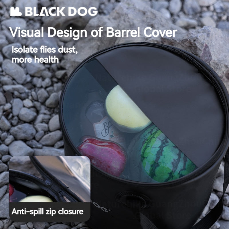 BLACKDOG Folding Round Water Bucket With Lid Outlet Valve Design 20L Portable Ultralight Water Bag Box Sink Bag Storage Camping Outdoor Hiking Beach Fishing Travel Picnic Original Black Dog