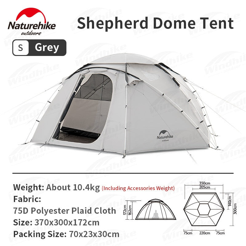Naturehike SHEPHERD Series Geodesic Dome Style 4-Season Camping Tent Outdoor Waterproof Windproof 3 Sizes Extra Large 20m² Space 12 Person ARIES