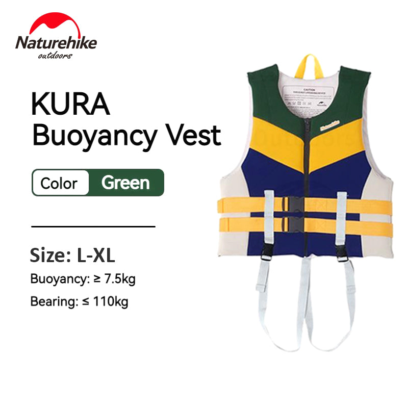 Naturehike KURA Strong Buoyancy Life Jacket Kids Adult Unisex 7.5kg Buoyancy 110kg Max Load Outdoor Water Sports Swimming Kayak Premium Heavy Duty Safety Vest Neoprene Polyester Nature Hike