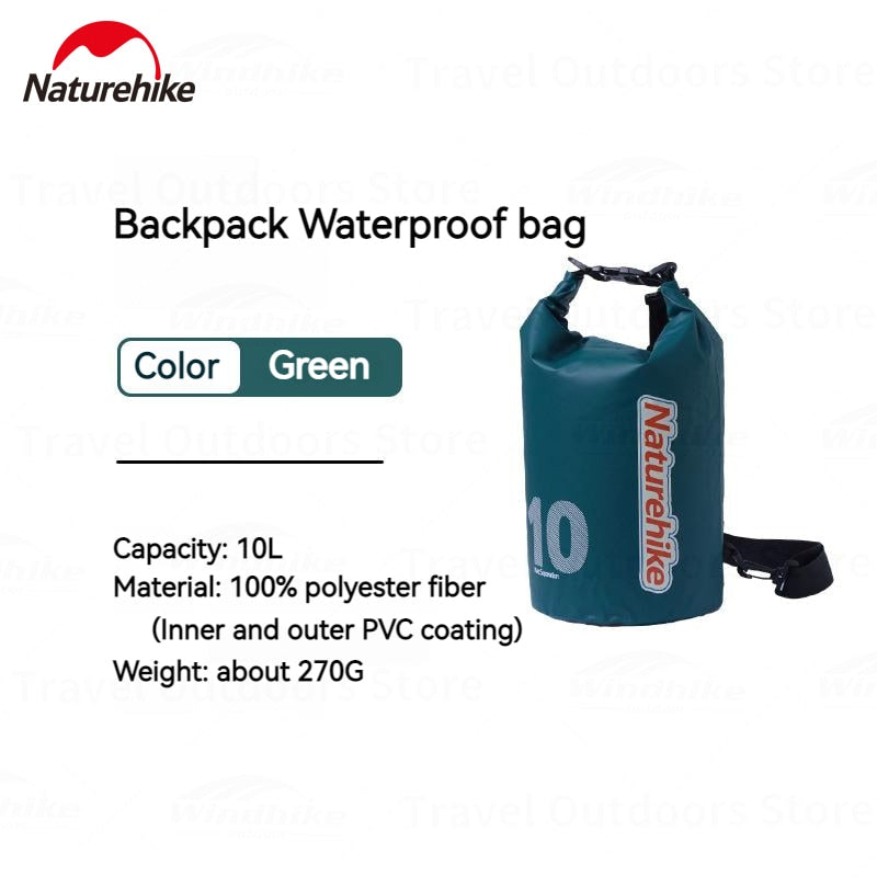 Naturehike Portable Heavy Duty Outdoor Bag IPX6 Waterproof Backpack Ultralight Bag 500D PVC Coating Wet And Dry Separation Fishing Snorkeling Swimming