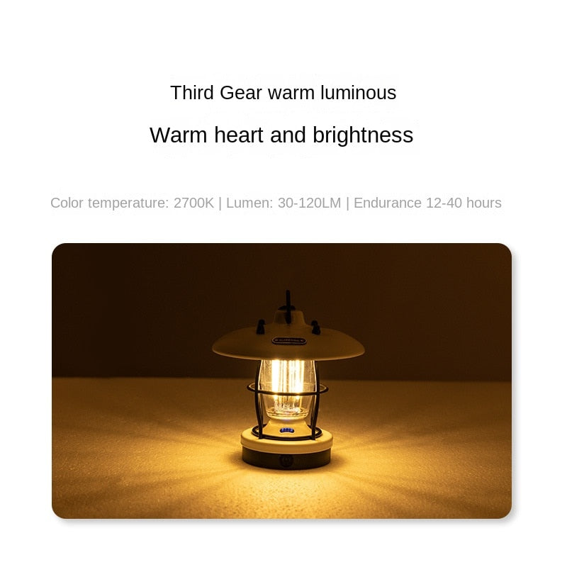BLACKDOG Mini Retro Style LED Camping Lantern Lamp Light Black White Ambient Lighting up to 40h IPX4 Waterproof USB Type C Charging