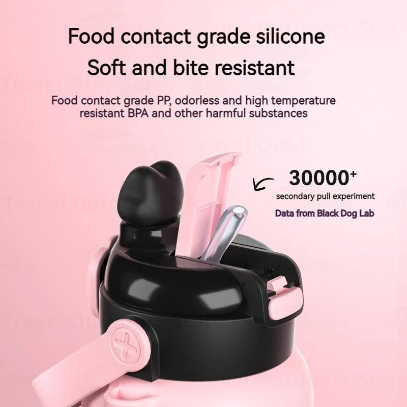 BLACKDOG Thermal Water Bottle 800ML With Straw Portable Insulation Cup Female 316 Stainless Steel High Temperature Resistant Large Capacity Cute Cup Drinkware