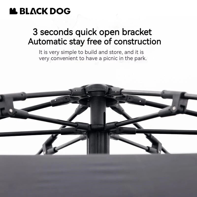 BLACKDOG Black Automatic Sunshade Beach Dome Tent Outdoor Canopy Fast Build UPF50+ Sunscreen Vinyl Coated Camping Picnic Fishing for 2-3 Person Waterproof PU3000mm Black Dog