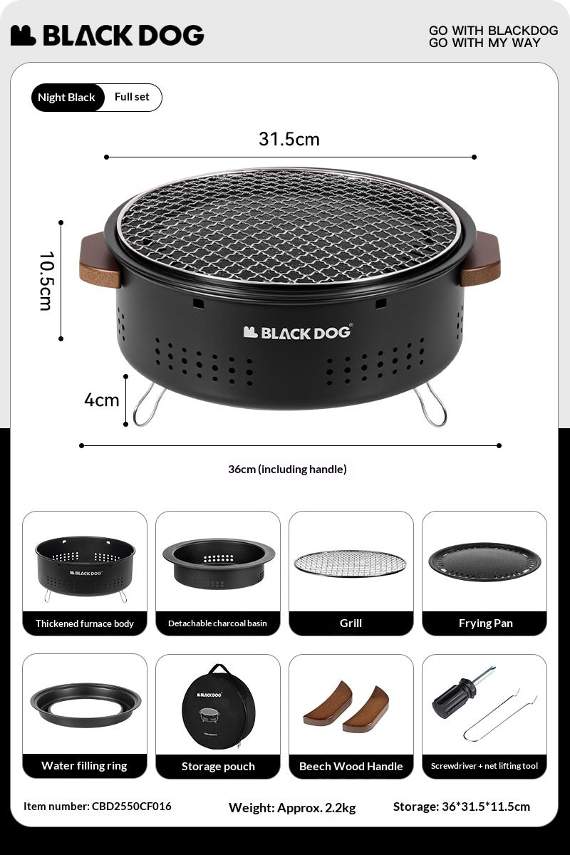 BLACKDOG Black Charcoal BBQ Table Grill Portable Multifunctional Tabletop Mini Desktop Burner Stove Cooking With Storage Bag Outdoor Camping Black Dog