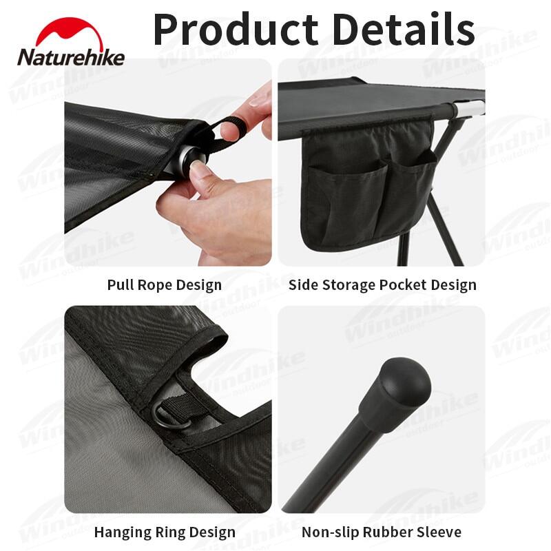 Naturehike Outdoor Folding Camp Bed Portable Black Foldable Cot Bed Aluminum Easy Assemble High and Low Camping 150kg Max Load Heavy Duty Nature Hike