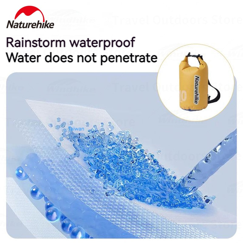 Naturehike Portable Heavy Duty Outdoor Bag IPX6 Waterproof Backpack Ultralight Bag 500D PVC Coating Wet And Dry Separation Fishing Snorkeling Swimming