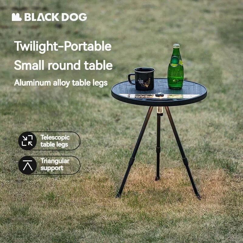 BLACKDOG TWILIGHT Portable Round Side Table Height Adjustable 3-Legged Stable Telescopic Tripod Structure 20kg Max Load Coffee Tea Folding PE Acrylic