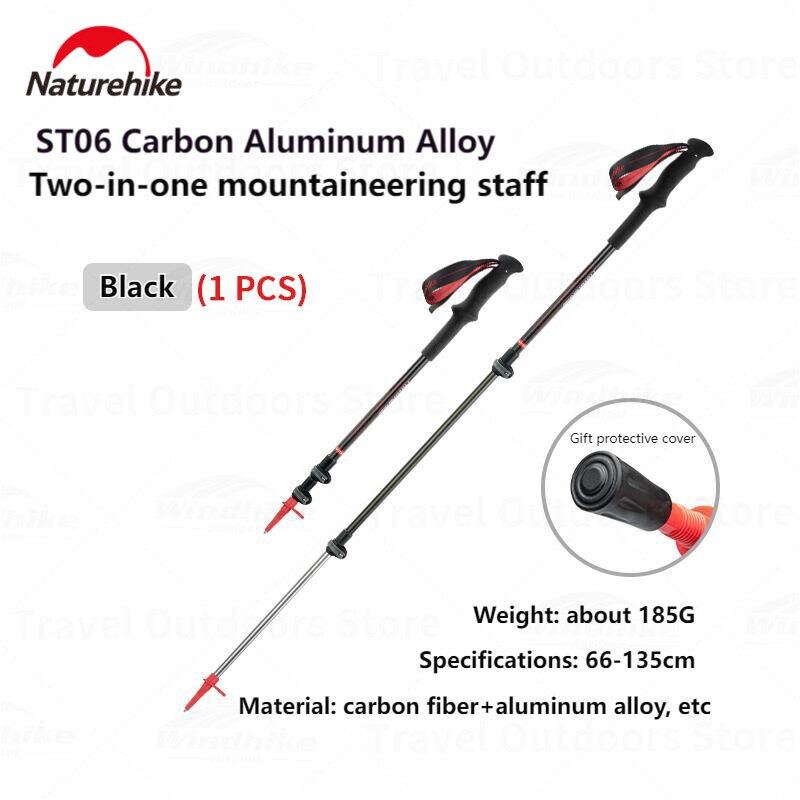Naturehike ST06 Aluminum Alloy Trekking Pole Outdoor Stick Rod Telescopic Mountaineering Camping Trekking Trek Pole 3-Section Externally Locked