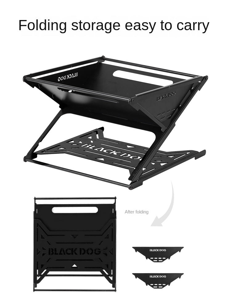 Blackdog TWILIGHT GUARDIAN Black Fire Pit Portable Multipurpose Folding Firewood Large Burner Bonfire Rack Platform Splicing Structure Outdoor Camping