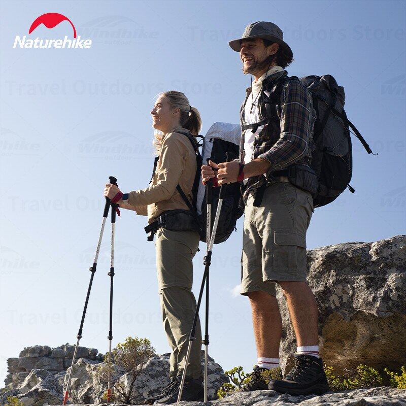 Naturehike ST06 Aluminum Alloy Trekking Pole Outdoor Stick Rod Telescopic Mountaineering Camping Trekking Trek Pole 3-Section Externally Locked