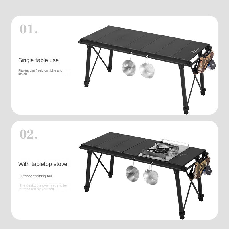 Vidalido IGT Modular Folding Table Portable Lightweight Foldable Tactical Integrated Grill Split Splicing Table Height Adjustable Max Load Up To 60kg 2.5 Units