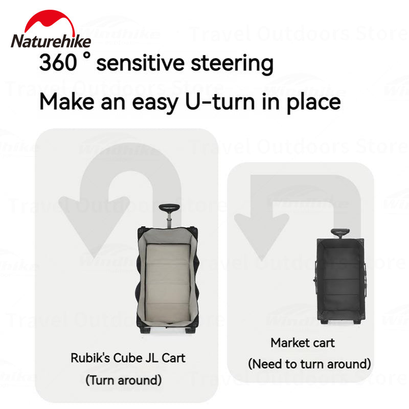 Naturehike RUBIK's CUBE Series Folding Trolley Portable Ultralight All Terrain Collapsible Gathering Hand Cart Wagon With Brake Large Capacity Storage
