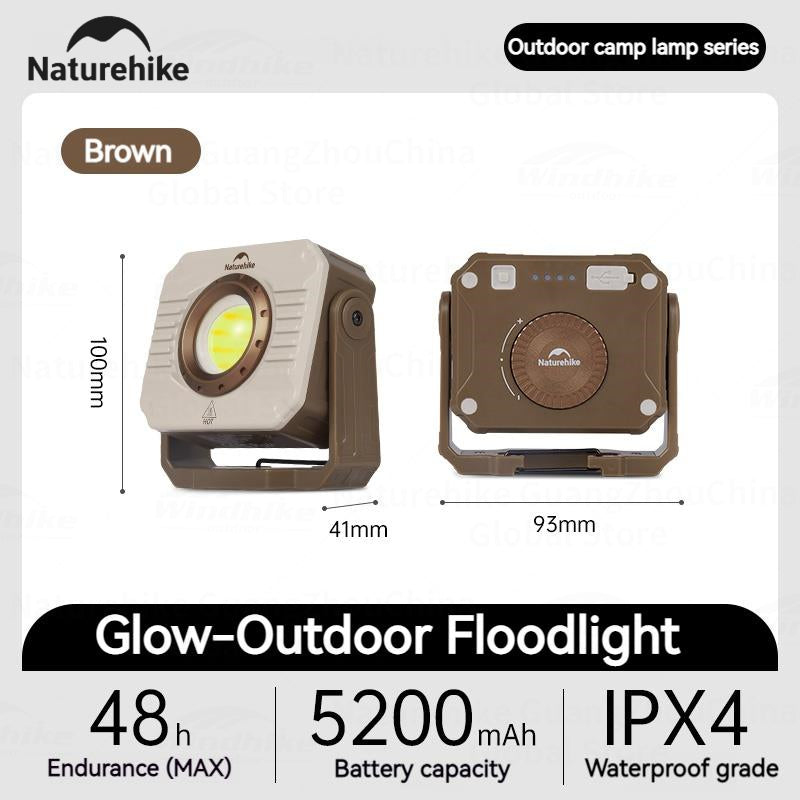 Naturehike Wide Range Floodlight Outdoor Portable Square Mini Light Hanging Rechargeable Lamp Lantern Emergency Light Waterproof Up To 48H Usage Time