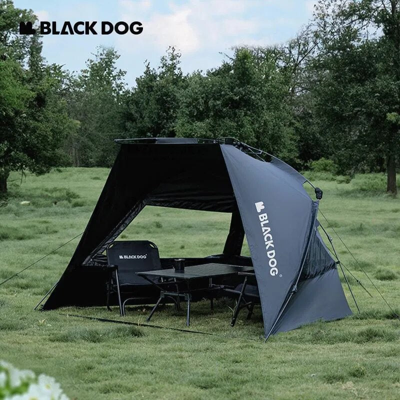 BLACKDOG Black Automatic Sunshade Beach Dome Tent Outdoor Canopy Fast Build UPF50+ Sunscreen Vinyl Coated Camping Picnic Fishing for 2-3 Person Waterproof PU3000mm Black Dog