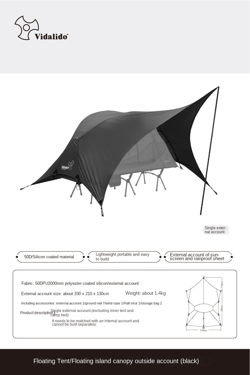 Vidalido Floating Island PLUS Bed Tent Double Layer Off The Ground Single Cot Bed Tent For 1 Person Waterproof Mosquito Repellent Field Folding Bed