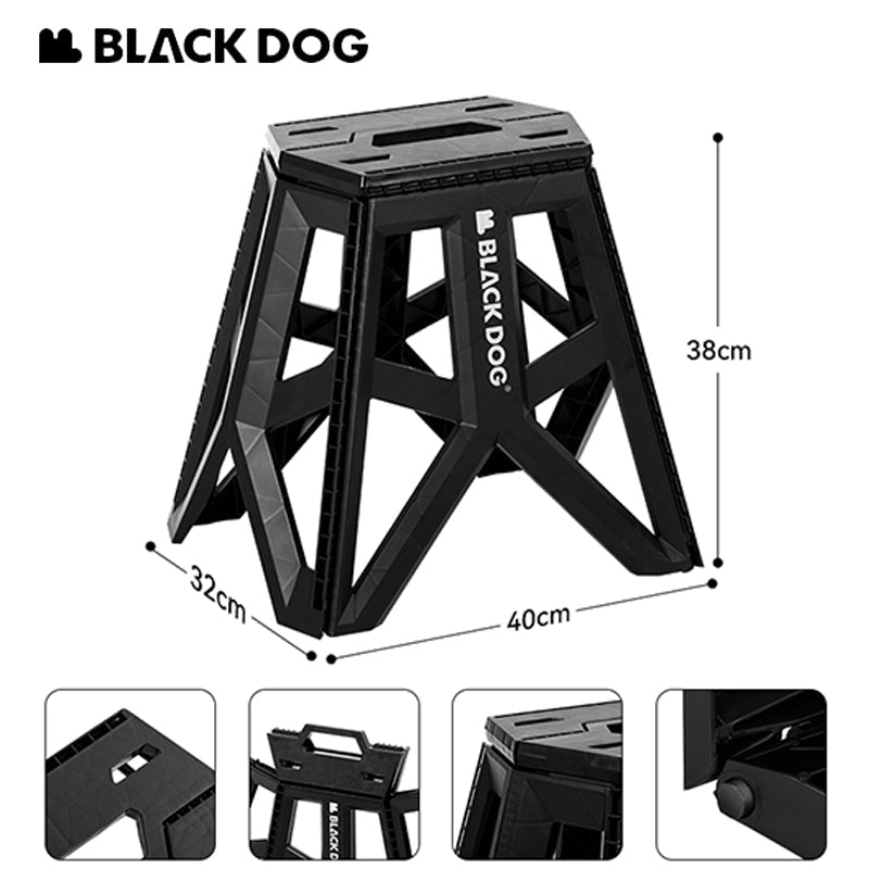 BLACKDOG Ultralight Folding Stool PP Chair Outdoor Portable Stable Bucket Rack Camping Travel Fishing Beach Stool Chair Load Bearing 100kg Heavy Duty Original Black Dog