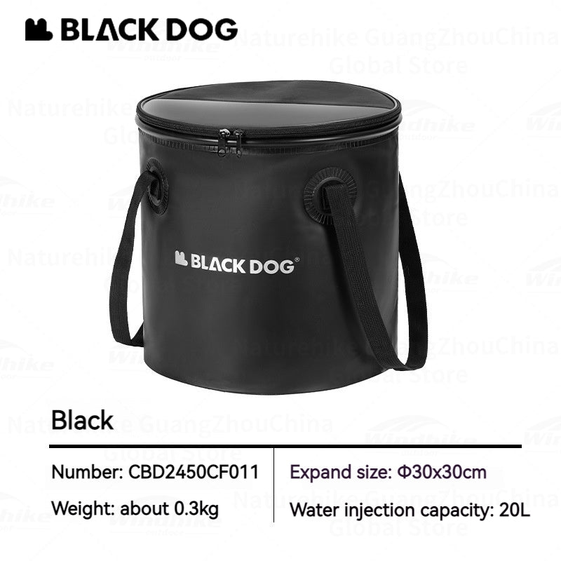 BLACKDOG Folding Round Water Bucket With Lid Outlet Valve Design 20L Portable Ultralight Water Bag Box Sink Bag Storage Camping Outdoor Hiking Beach Fishing Travel Picnic Original Black Dog