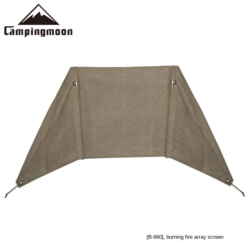 Campingmoon B-880 B-660 Canvas Fire Array Curtain Fireproof Windshield Cooking Grill Tarp BBQ Stove Windproof Cloth Wind Deflector Wind Resistance