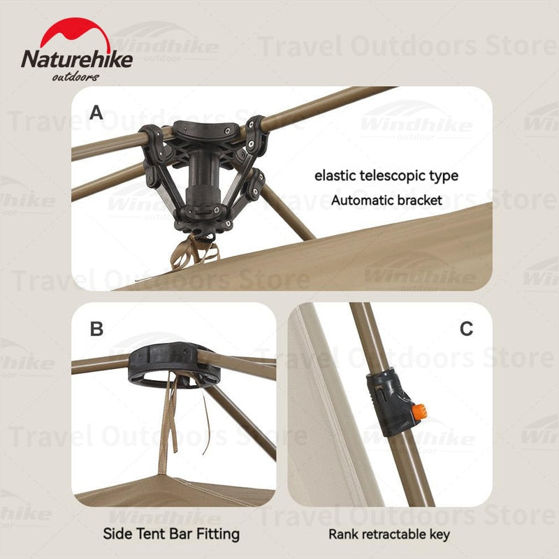 Naturehike VILLAGE 13 Series Cabin Style 1 Bedroom 1 Living Room Version Automatic Fast Opening Camping Breathable Outdoor Waterproof Tent 4 Person
