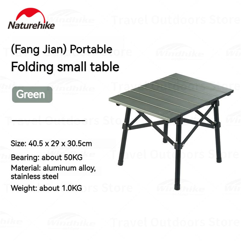 Naturehike Mini Square Camping Table Folding Portable Only 1kg Foldable Aluminum Durable 50kg Max Load Ultralight Hiking Backpacking Picnic BBQ