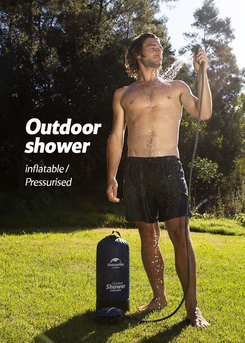Naturehike Outdoor Shower Bath Bag Ultralight 980g PVC Water Storage Bag with Shower Camping Outdoor Bath 11L Large Capacity Air Pressurized Water Bag