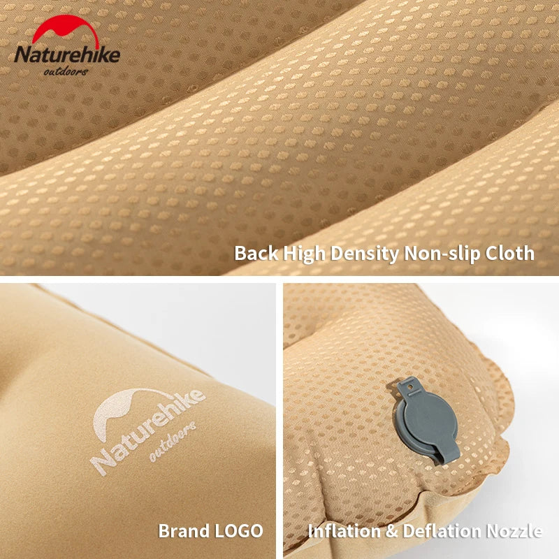Naturehike Flocking Sleep Pillow Portable Ultralight Folding TPU Inflatable U-Shaped Pillow Rest Comfortable Soft Air Cushion Travel Outdoor Sleeping Cushion
