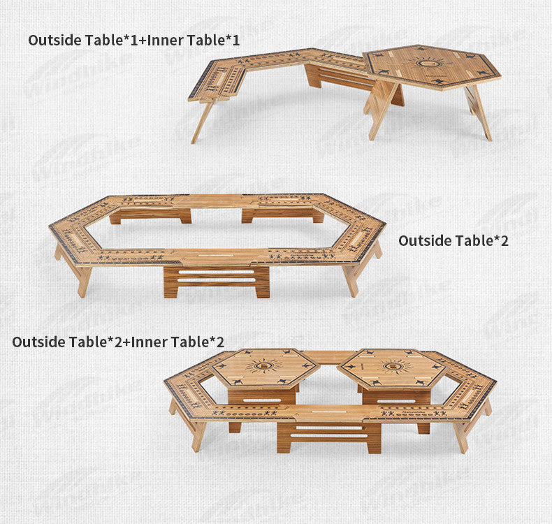 Naturehike Modular Hexagonal Table Portable Multipupose Splicing Table  DIY Multi-layer Board Double-Deck Extended Desk Camping BBQ Picnic Barbecue