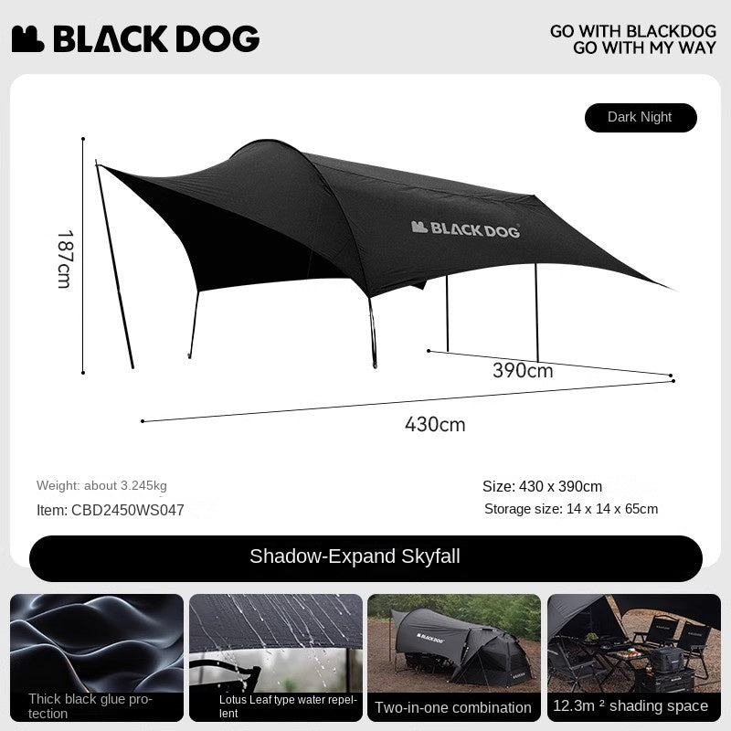 BLACKDOG Black Automatic Sunshade Beach Dome Tent Outdoor Canopy Fast Build UPF50+ Sunscreen Vinyl Coated Camping Picnic Fishing for 2-3 Person Waterproof PU3000mm Black Dog