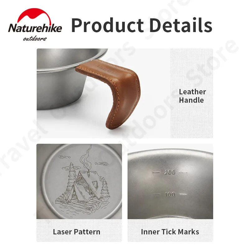 Naturehike Ultralight Vintage Shera Bowl Outdoor Portable Retro Stainless Steel Rice Bowl Cutlery With Insulated Handle Tableware Tool Camping