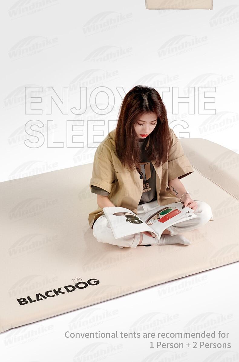 BLACKDOG 5CM Thickened Air Cushion Foam with 12CM Thick Pillow Outdoor Camping Sleeping Pad Mattress Single Double Bed Portable Folding Mat Automatic Air Auto Inflate Tent Bed Black Dog