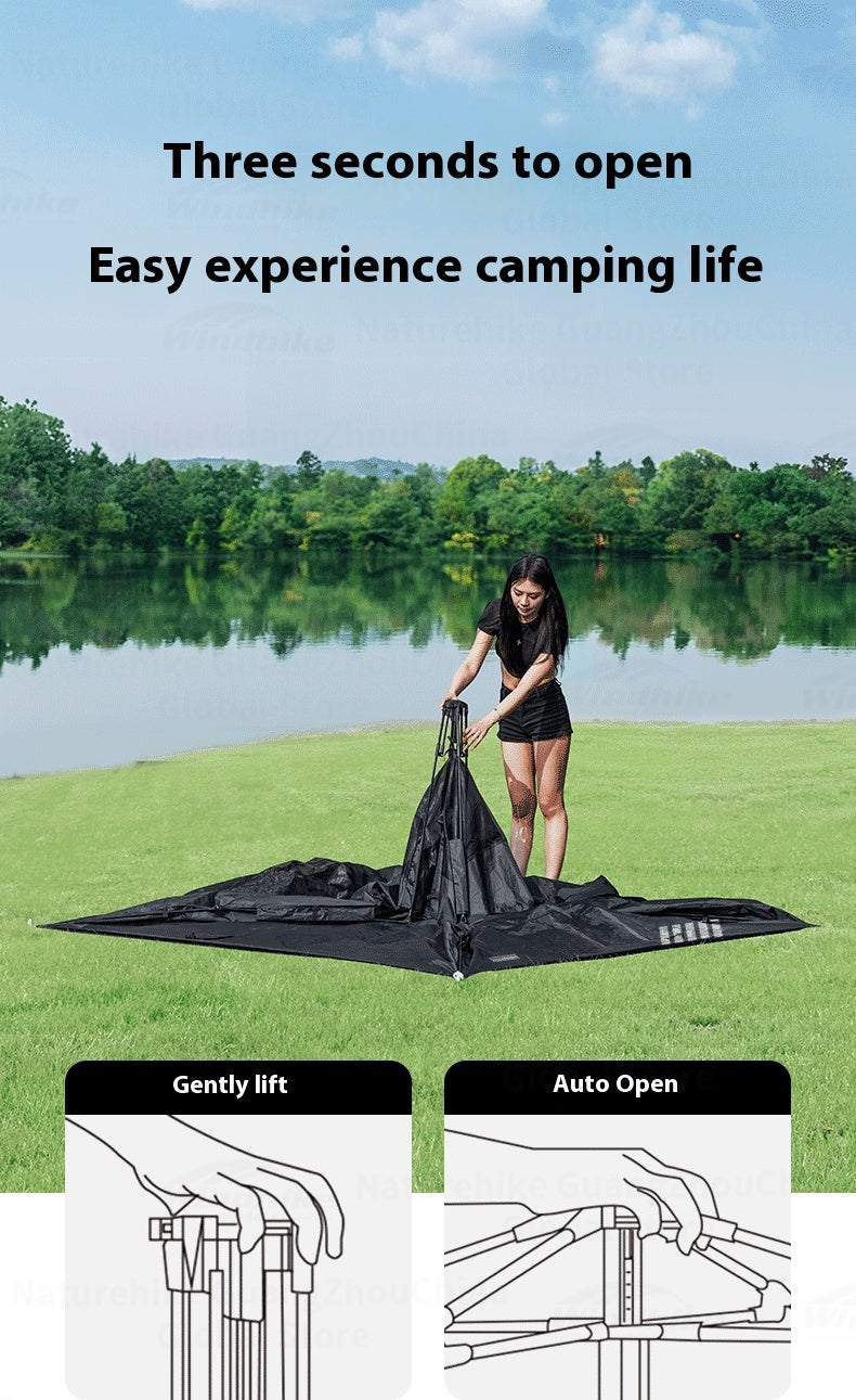 Blackdog Leisure TB2.4 Automatic Tent Portable 2-4 Persons Sunshade Black Coating Panorama Screen Window 150D Oxford Cloth Glass Fiber Waterproof Tent